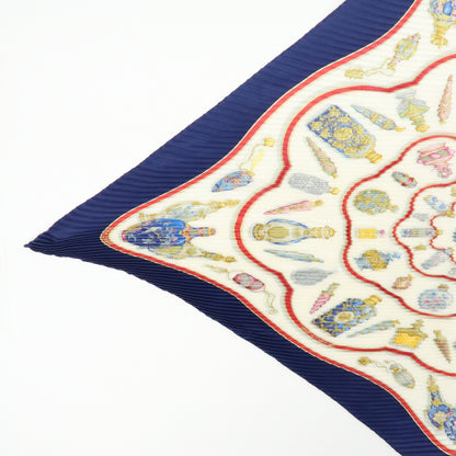 Hermes Carré 90 Pleated Silk, Navy, Silk, Scarf