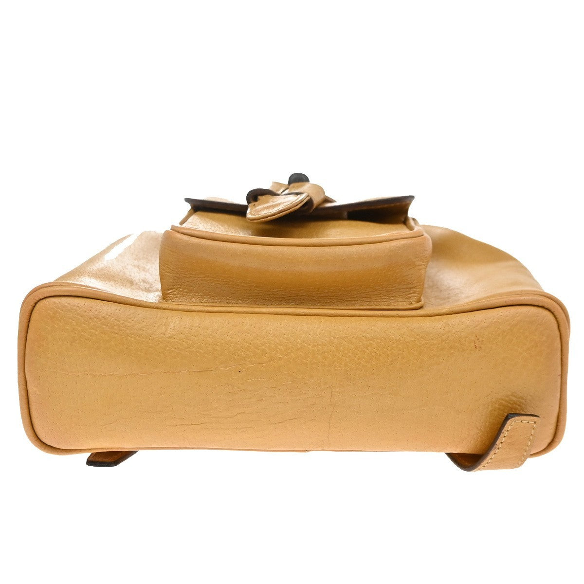 Gucci Vintage Bamboo Leather, Yellow, Leather, Backpack