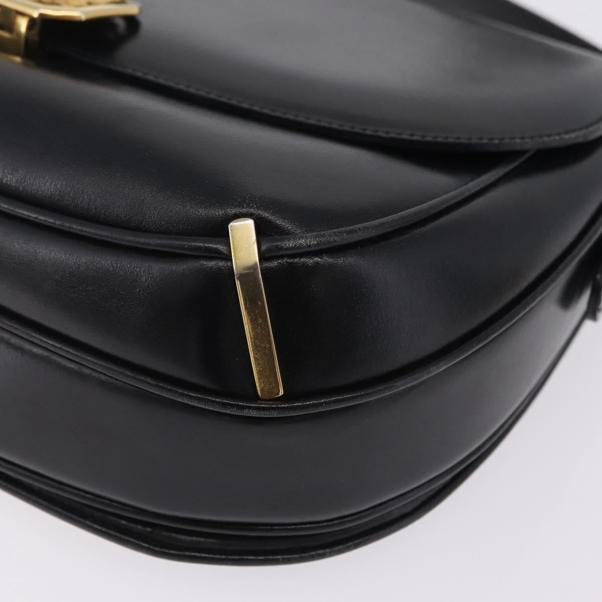 Celine Shoulder Leather, Black, Leather, Shoulder Bag