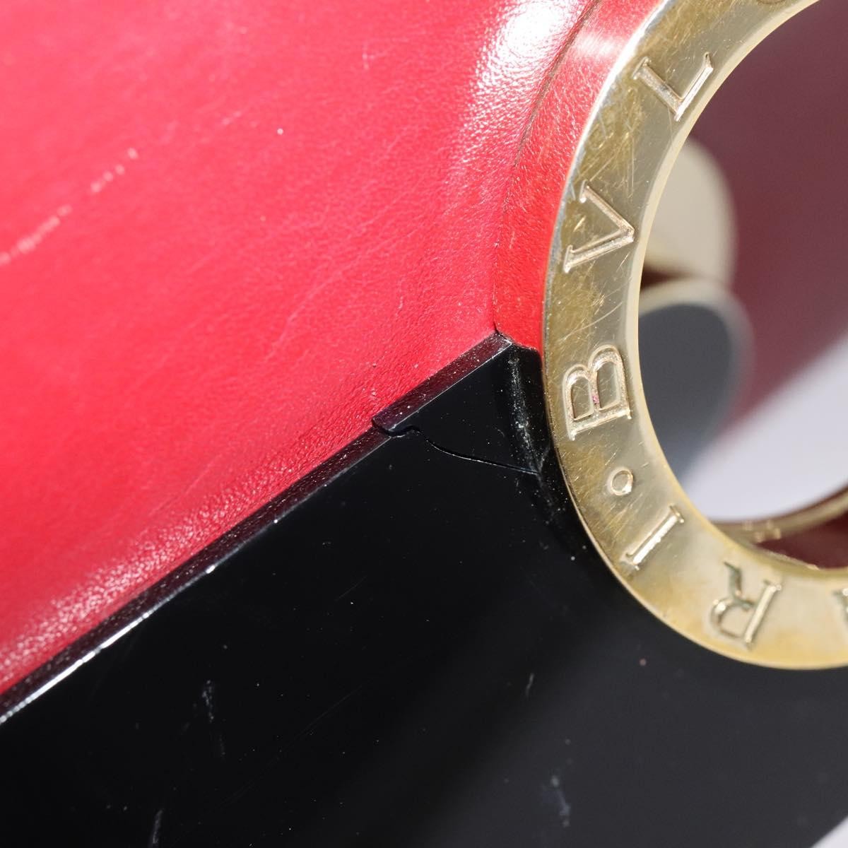 Bvlgari Signature Leather, Red, Leather, Shoulder Bag