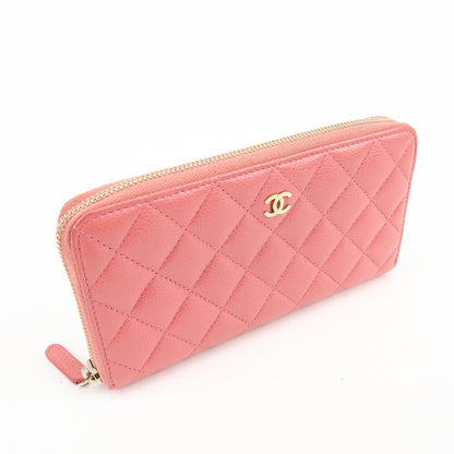 Chanel Zip Around Organizer Quilted Caviar, Pink, Leather, Wallet