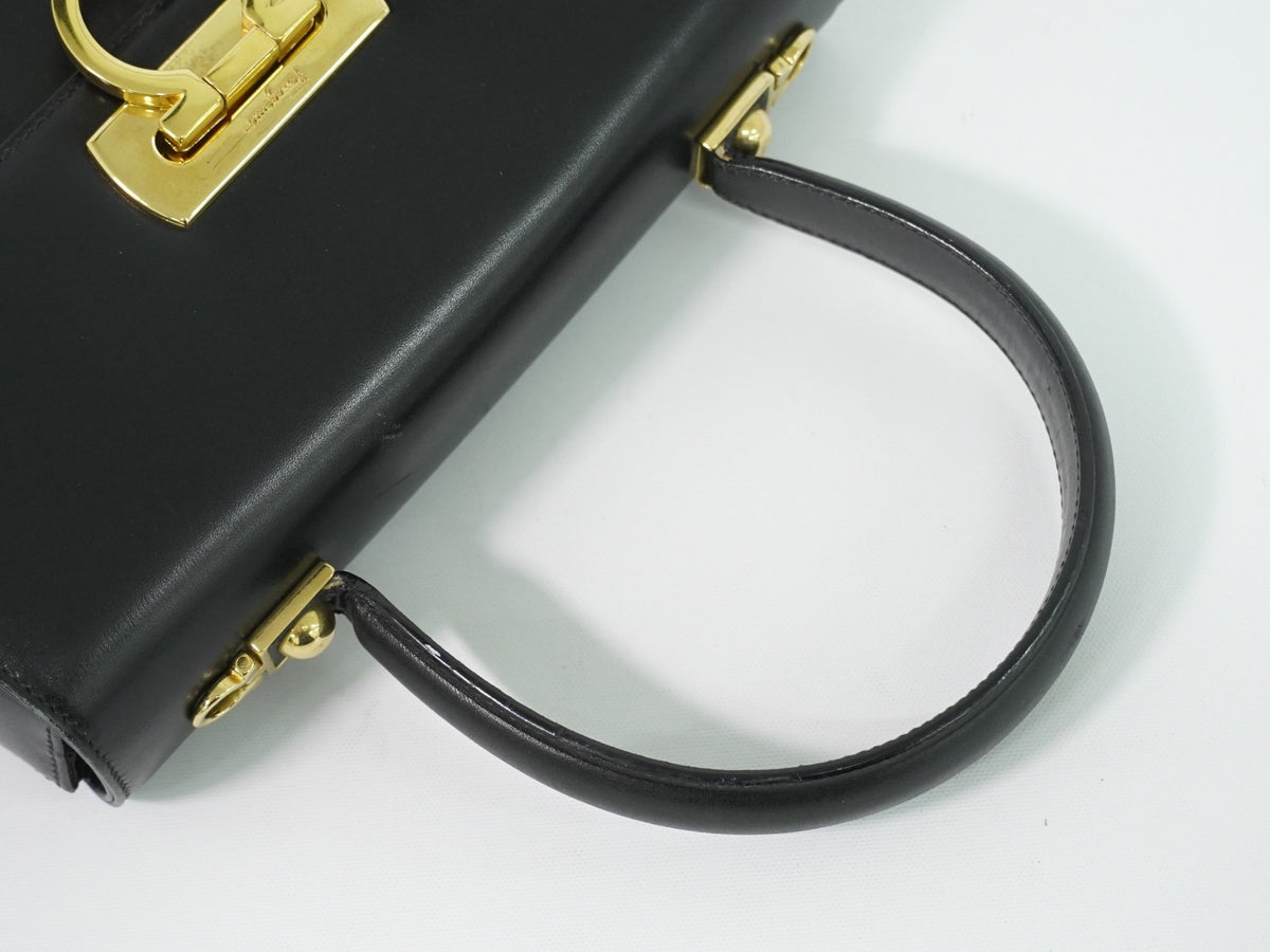 Salvatore Ferragamo Convertible Top Handle Leather, Black, Leather, Handbag