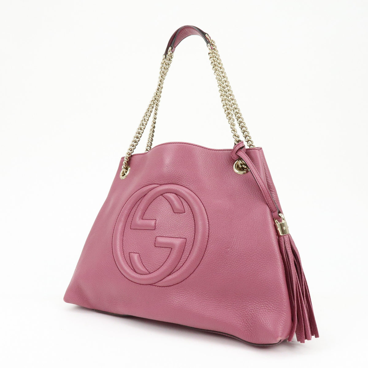 Gucci Soho Chain Strap Leather, Purple, Leather, Shoulder Bag