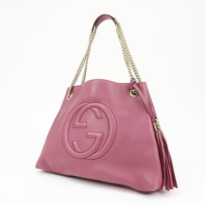Gucci Soho Chain Strap Leather, Purple, Leather, Shoulder Bag