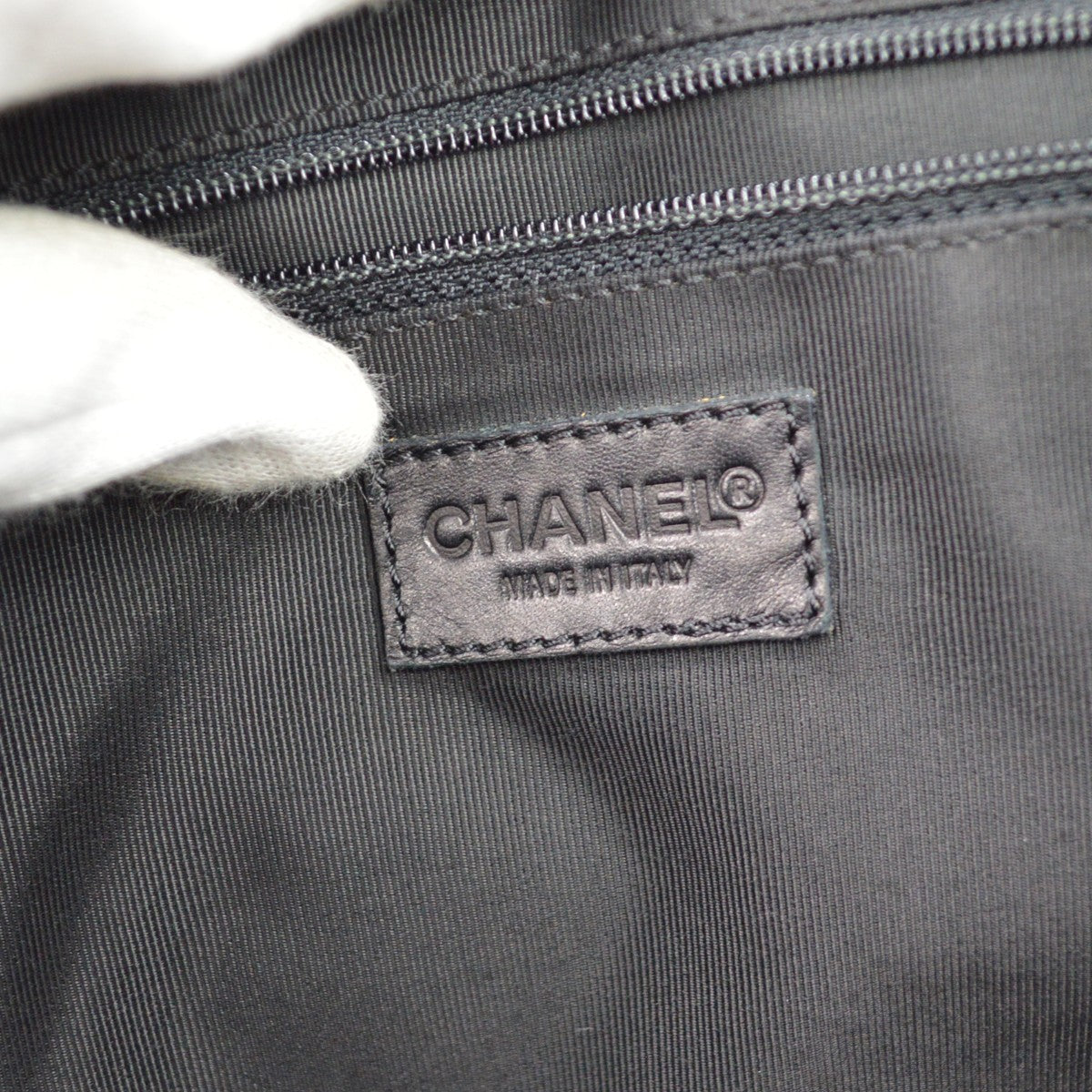 Chanel Surpique Zip Around Satchel Quilted Leather, Black, Leather, Handbag