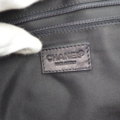 Chanel Surpique Zip Around Satchel Quilted Leather, Black, Leather, Handbag