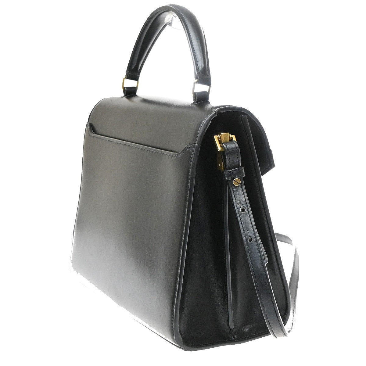 Saint Laurent Cassandra Leather, Black, Leather, Shoulder Bag