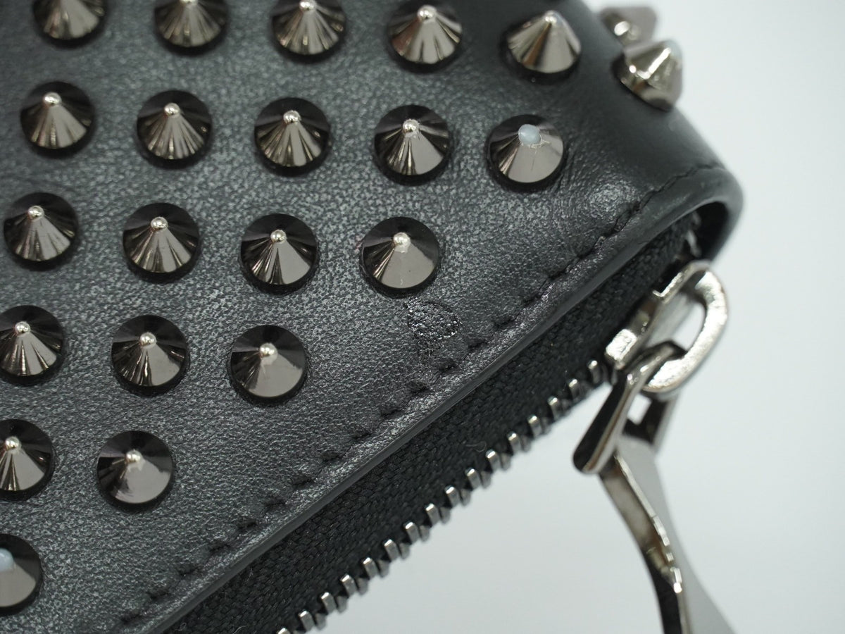 Christian Louboutin Panettone Spiked Leather, Black, Leather, Wallet