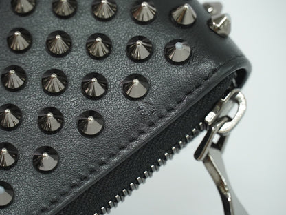Christian Louboutin Panettone Spiked Leather, Black, Leather, Wallet