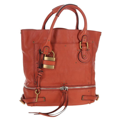 Chloe Paddington Leather, Orange, Leather, Tote Bag