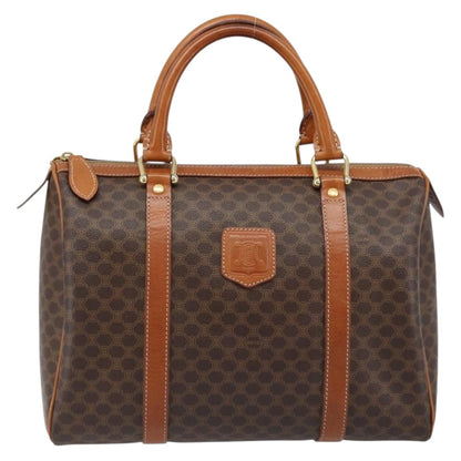 Celine Vintage Macadam Boston bag Canvas and Leather, BROWN, CANVAS, Handbag