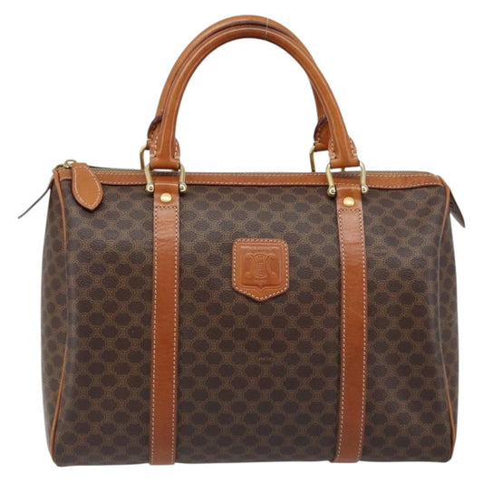 Celine Vintage Macadam Boston bag Canvas and Leather, BROWN, CANVAS, Handbag