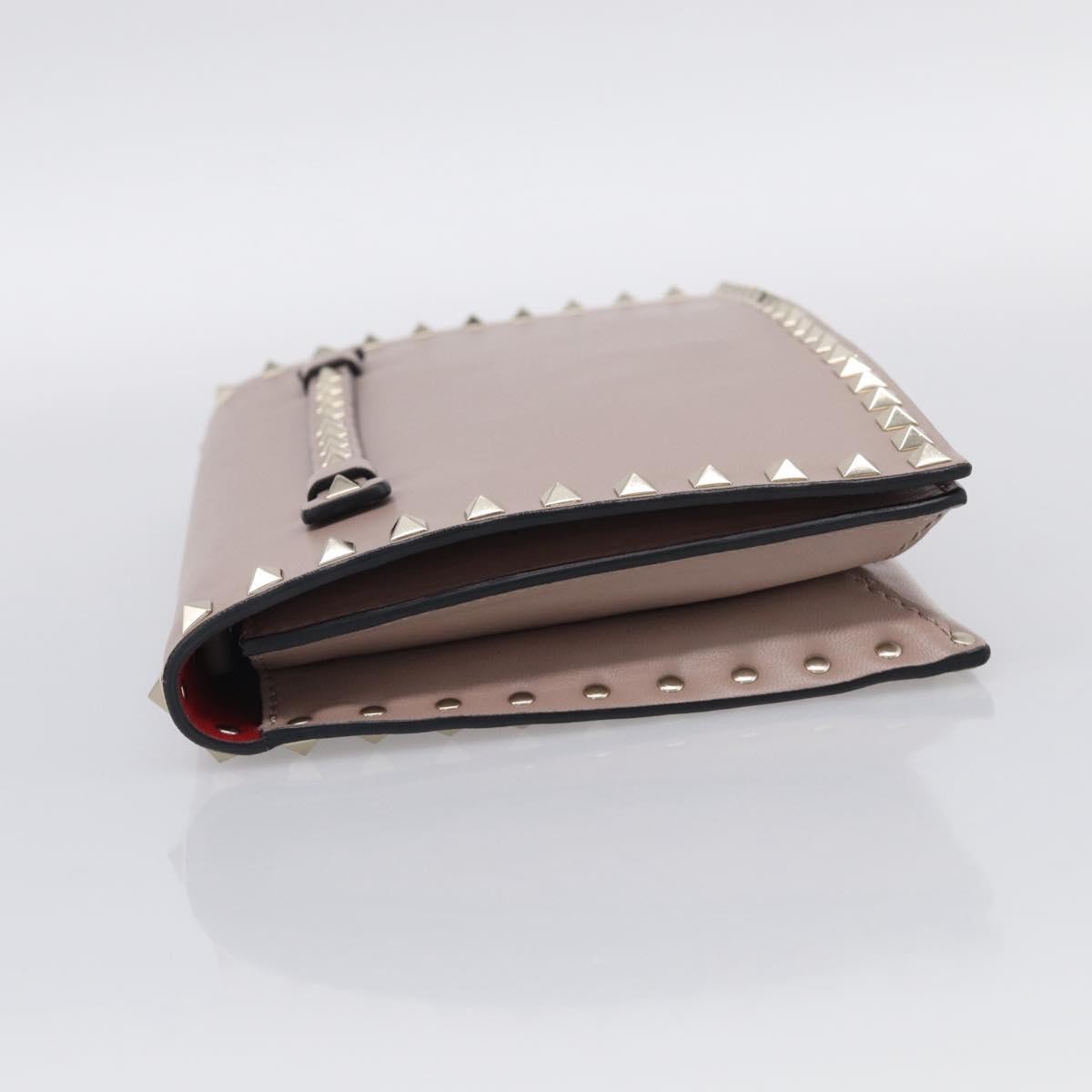 Valentino Garavani Rockstud Flap Clutch Leather, Beige, Leather, Clutch