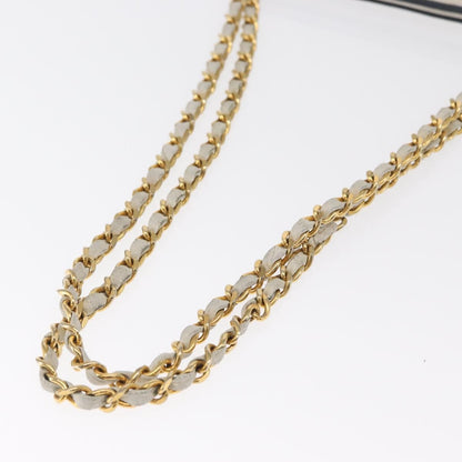 Chanel Chain Leather, White, Leather, Shoulder Bag