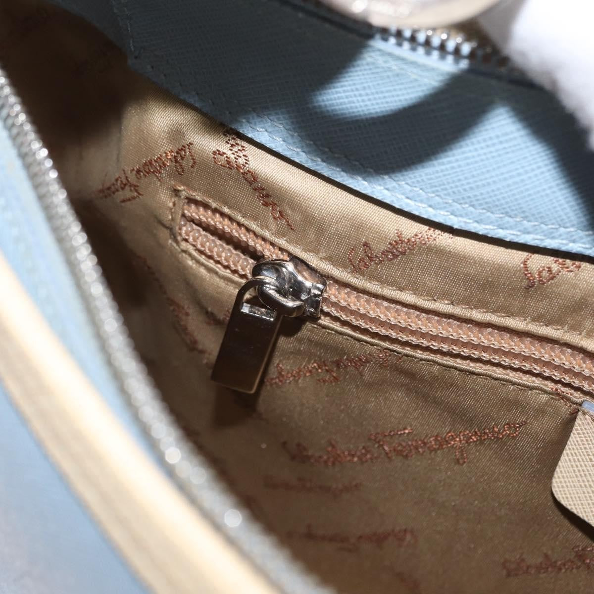 Salvatore Ferragamo Gancini Leather, Blue, Leather, Shoulder Bag