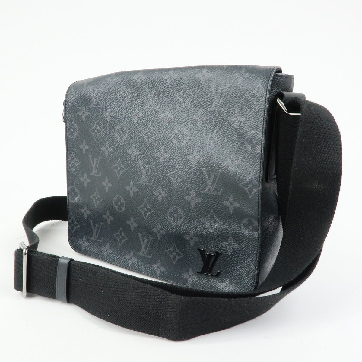 Louis Vuitton District Messenger Monogram Eclipse Canvas, Gray, Canvas, Handbag