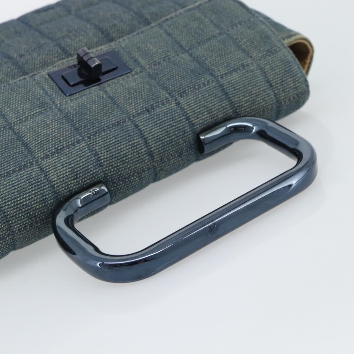 Chanel Chocolate Bar Mademoiselle Top Handle Quilted Denim, Blue, Canvas, Handbag