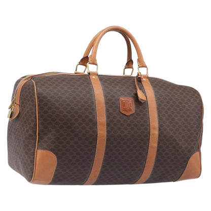 Celine Vintage Duffle Macadam Coated Canvas, Brown, Canvas, Handbag