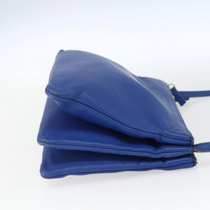 Celine Trio Crossbody Bag Leather, BLUE, LEATHER, Shoulder bag