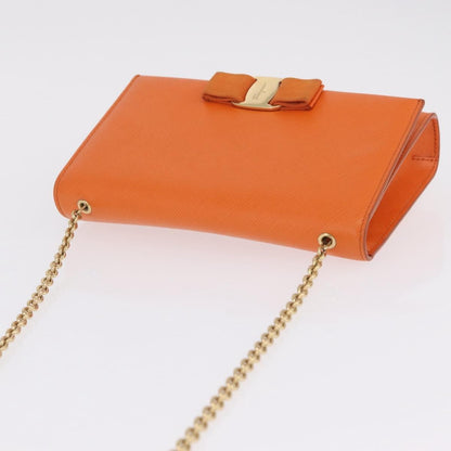 Salvatore Ferragamo Vala Leather, Orange, Leather, Shoulder Bag
