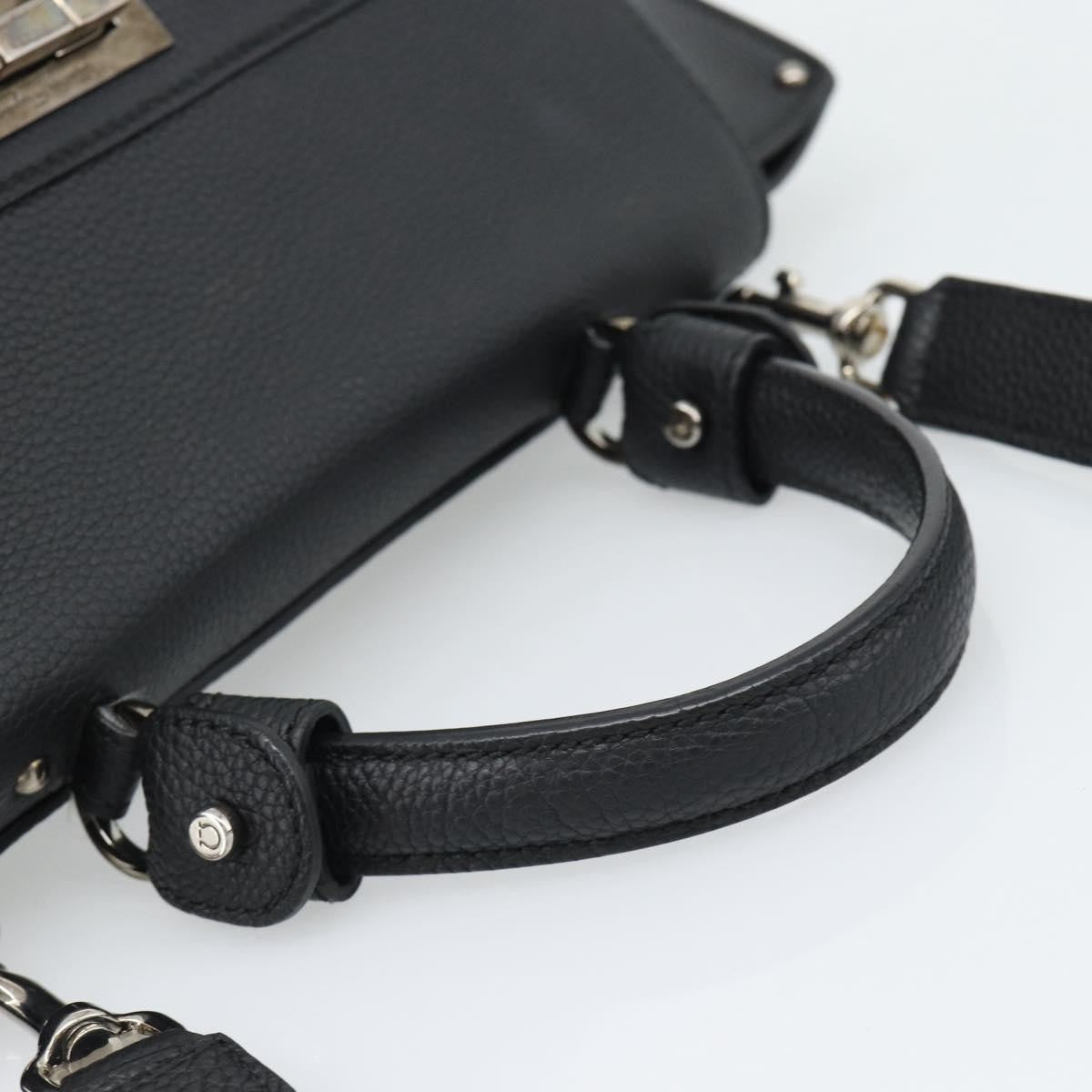 Salvatore Ferragamo Sofia Satchel Grainy Leather, Black, Leather, Handbag