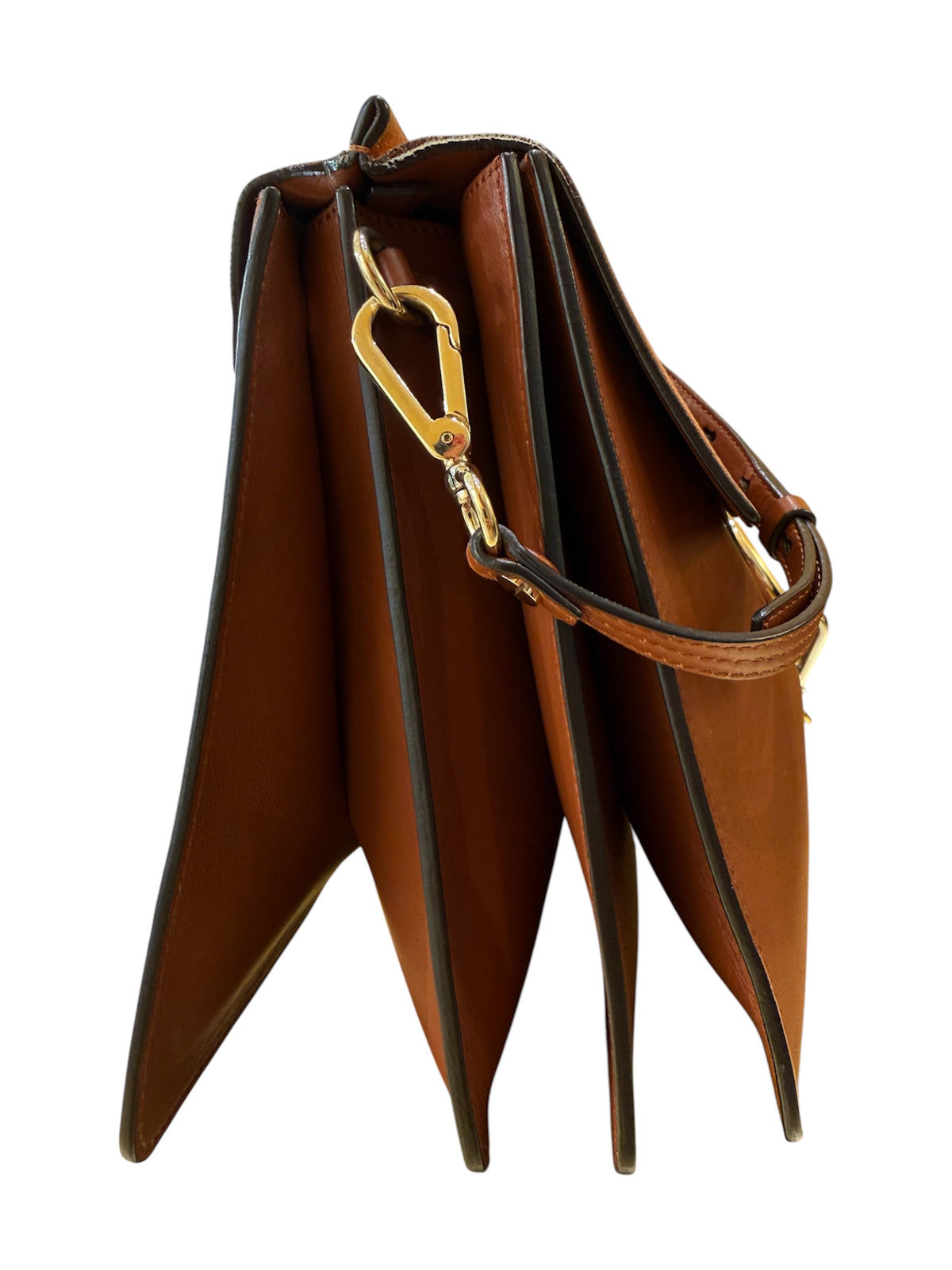 Chloe Faye Chain Leather and Suede, Brown, Leather, Shoulder Bag