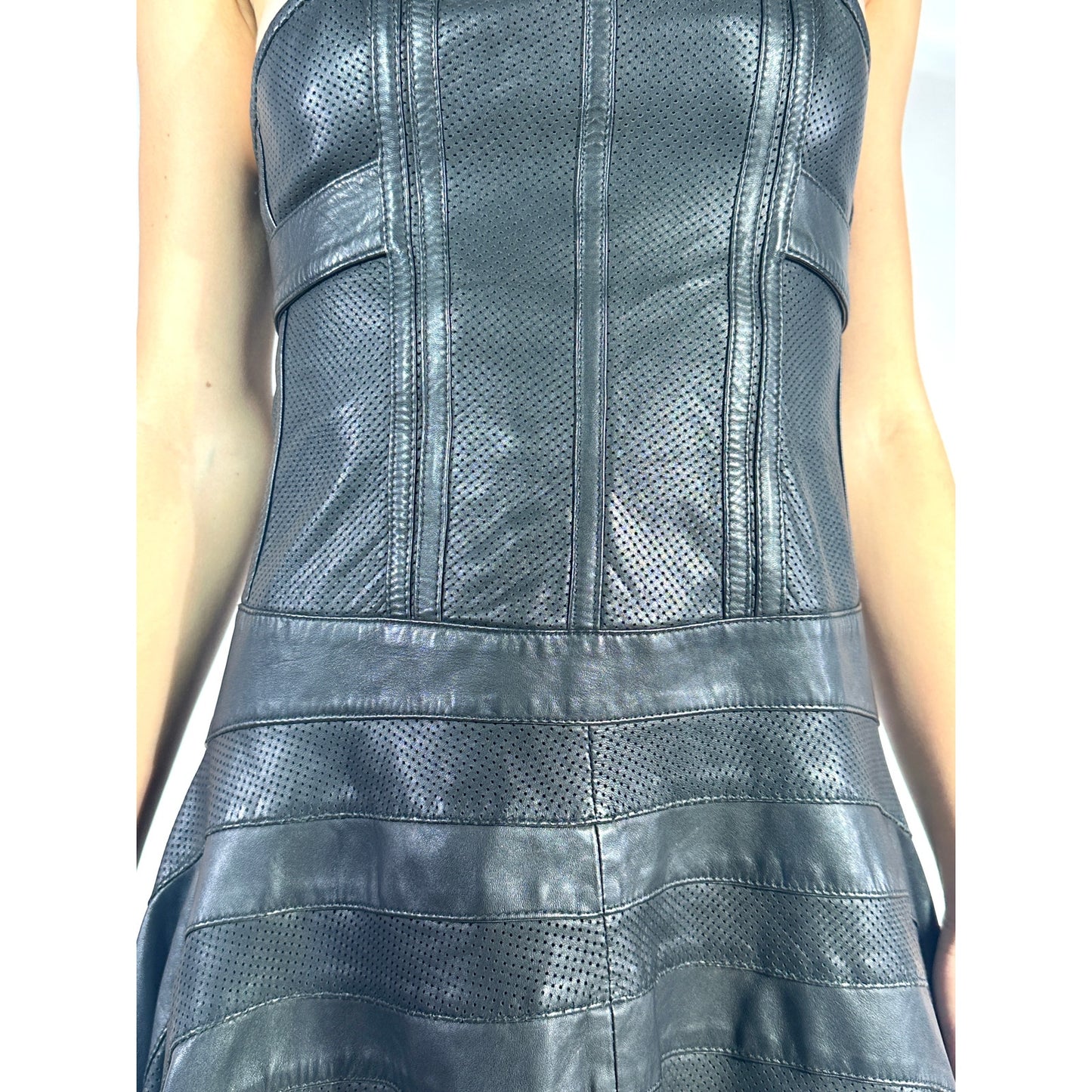 EXTE Black Leather Mini Dress IT 42 US 6