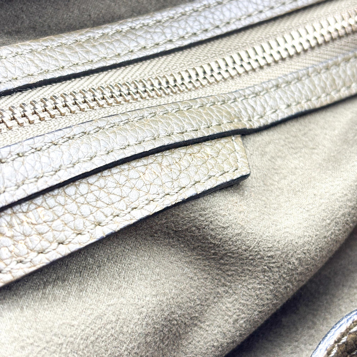 Celine Luggage Smooth Leather, Khaki, Leather, Handbag