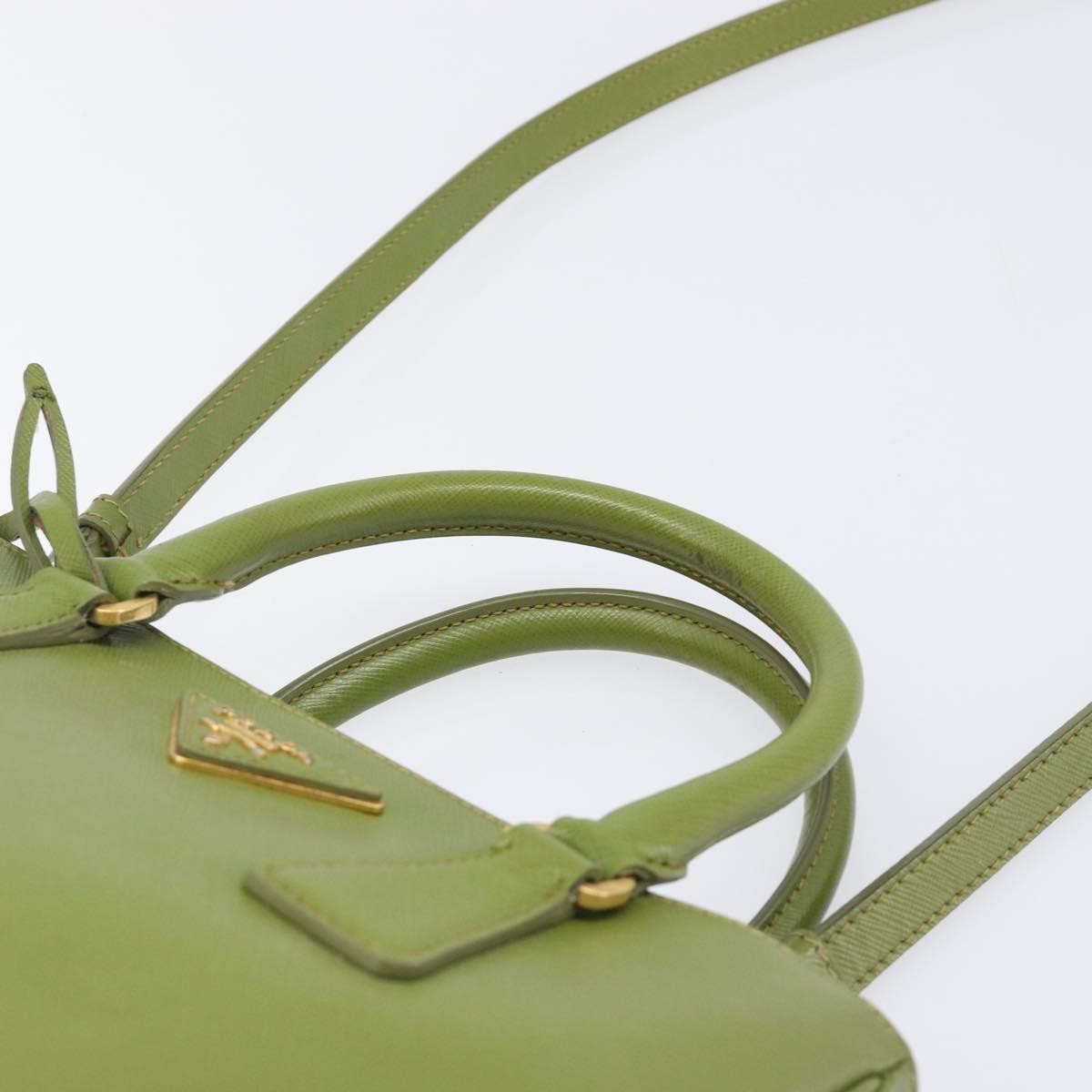 Prada Galleria  Strap Leather, Green, Leather, Handbag