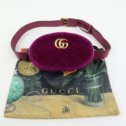 Gucci GG Marmont Belt Matelasse Velvet, Purple, Velvet, Handbag