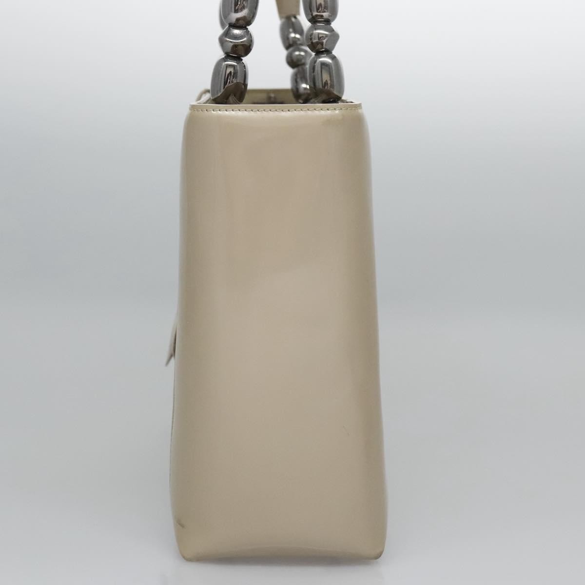 Christian Dior Pearl Lady Dior Patent leather, Beige, Patent Leather, Handbag