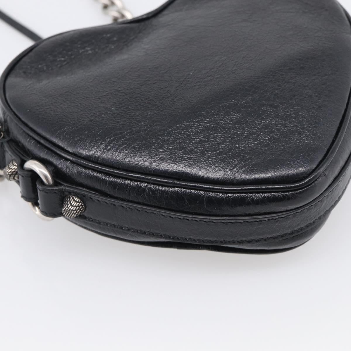 Balenciaga Le Cagole Giant Studs Heart Chain Leather, Black, Leather, Handbag