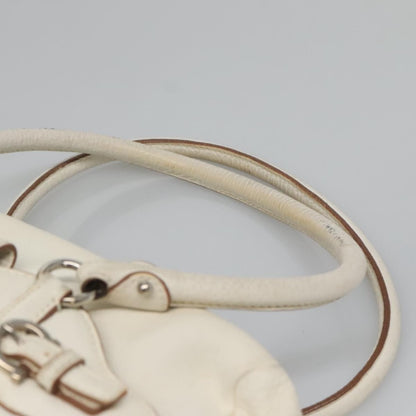 Salvatore Ferragamo Gancini Buckle Leather, White, Leather, Shoulder Bag