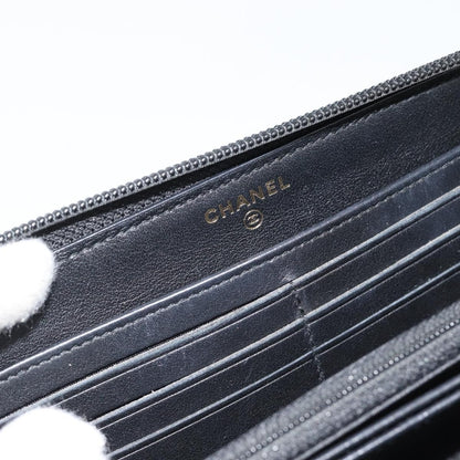 Chanel Boy Zip Around Organizer Quilted Lambskin, Black, Leather, Wallet