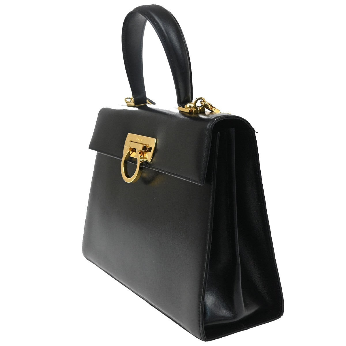 Salvatore Ferragamo Convertible Top Handle Leather, Black, Leather, Handbag