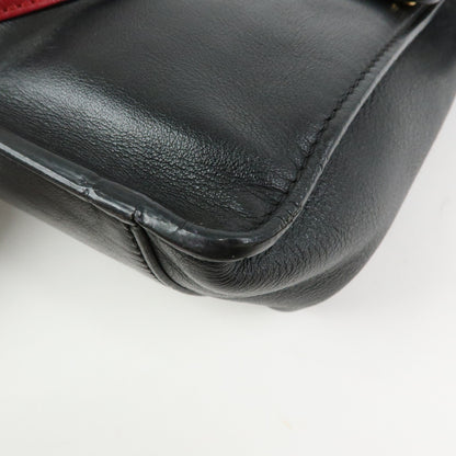 Fendi Flip Leather and Suede, Black, Leather, Tote Bag