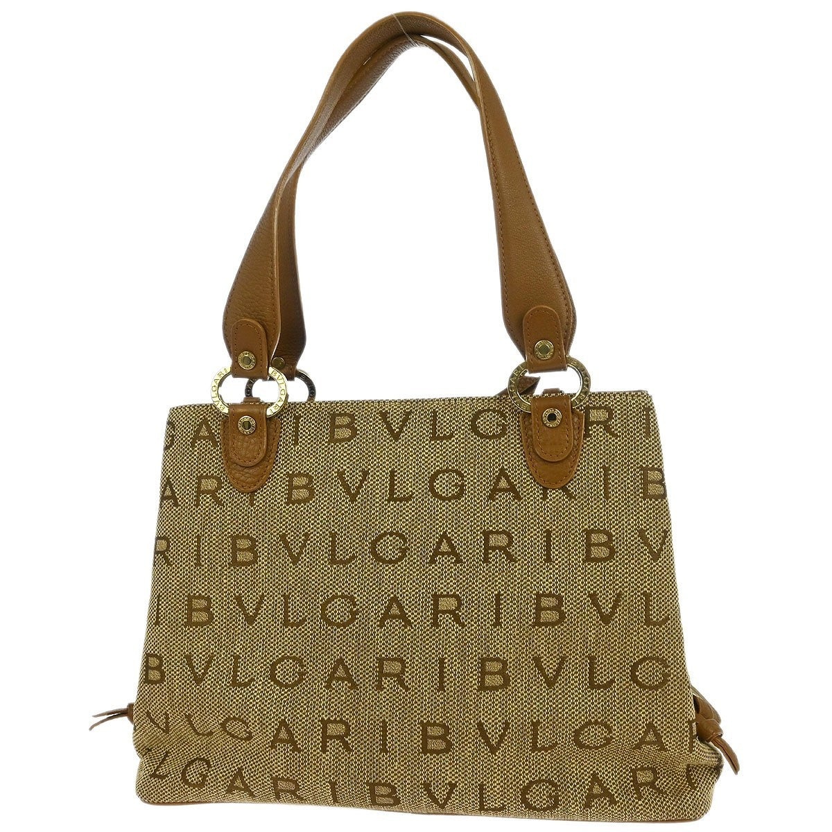 Bvlgari Logomania Canvas, Brown, Canvas, Handbag