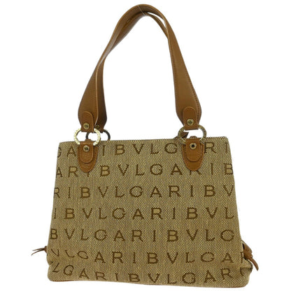 Bvlgari Logomania Canvas, Brown, Canvas, Handbag