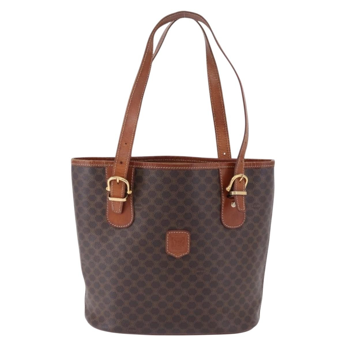 Celine Vintage Macadam Canvas, Brown, Canvas, Handbag