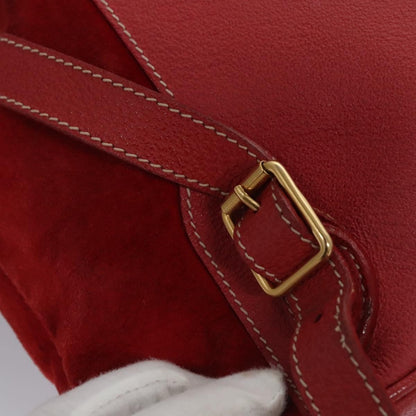 Gucci Vintage Bamboo Suede and Leather, Red, Suede, Backpack
