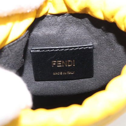 Fendi Logo Drawstring Leather, Yellow, Leather, Handbag