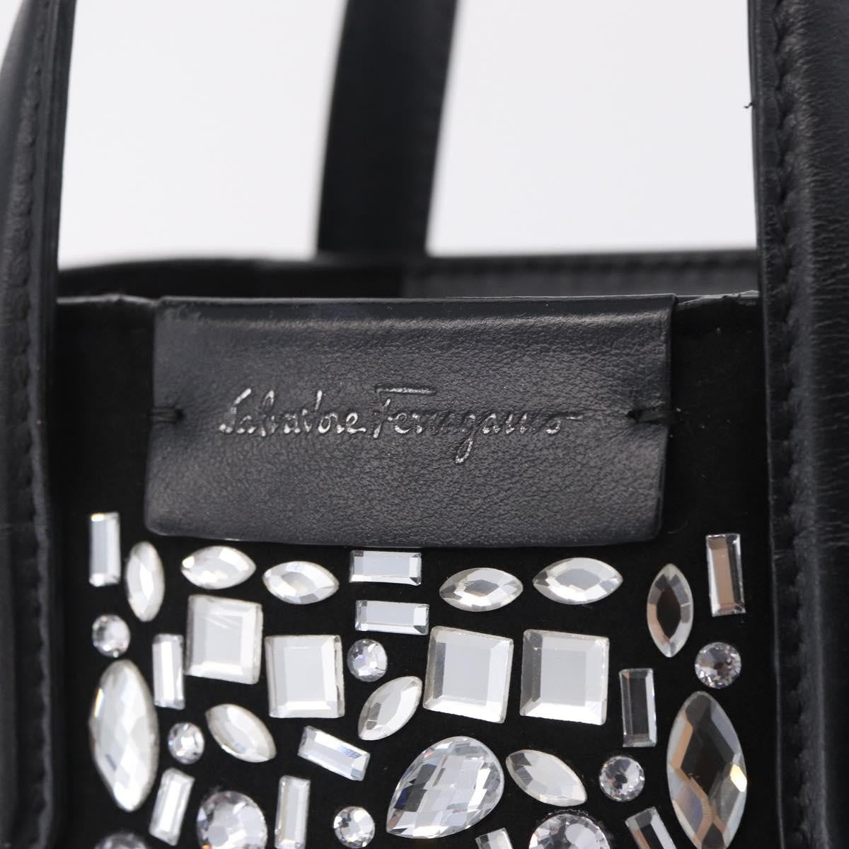 Salvatore Ferragamo Convertible Crystal Embellished Leather, Black, Leather, Tote Bag