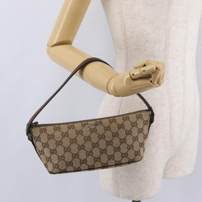 Gucci Web Boat Pochette GG Canvas and Leather, Beige, Canvas, Handbag