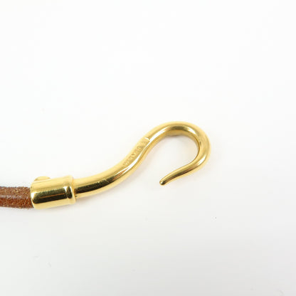 Hermes Jumbo Hook Braided Leather and Metal, Brown, Leather, Bracelet
