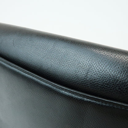 Valentino Garavani VLogo Flap Leather, Black, Leather, Shoulder Bag