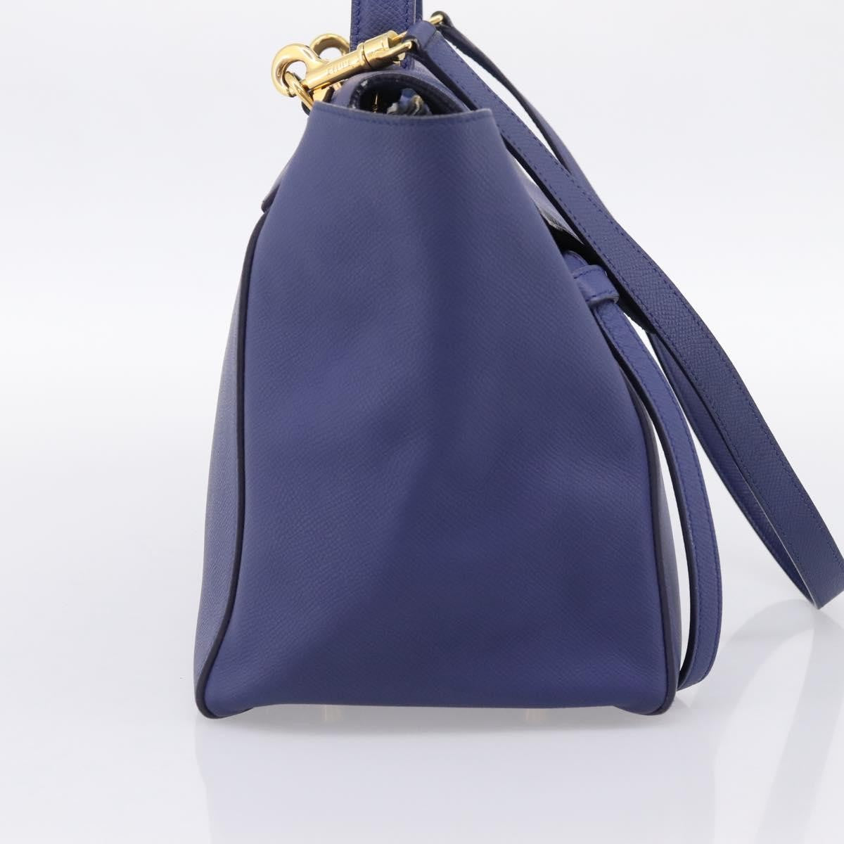 Celine Belt Leather, Blue, Leather, Handbag