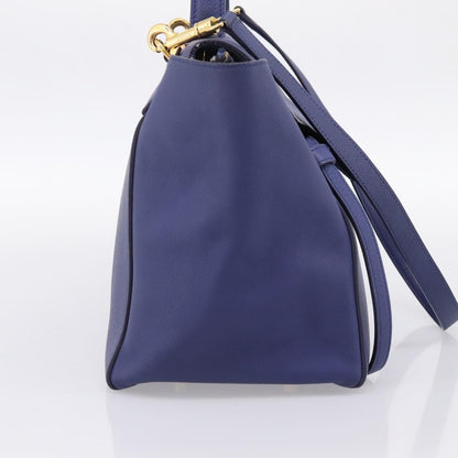 Celine Belt Leather, Blue, Leather, Handbag