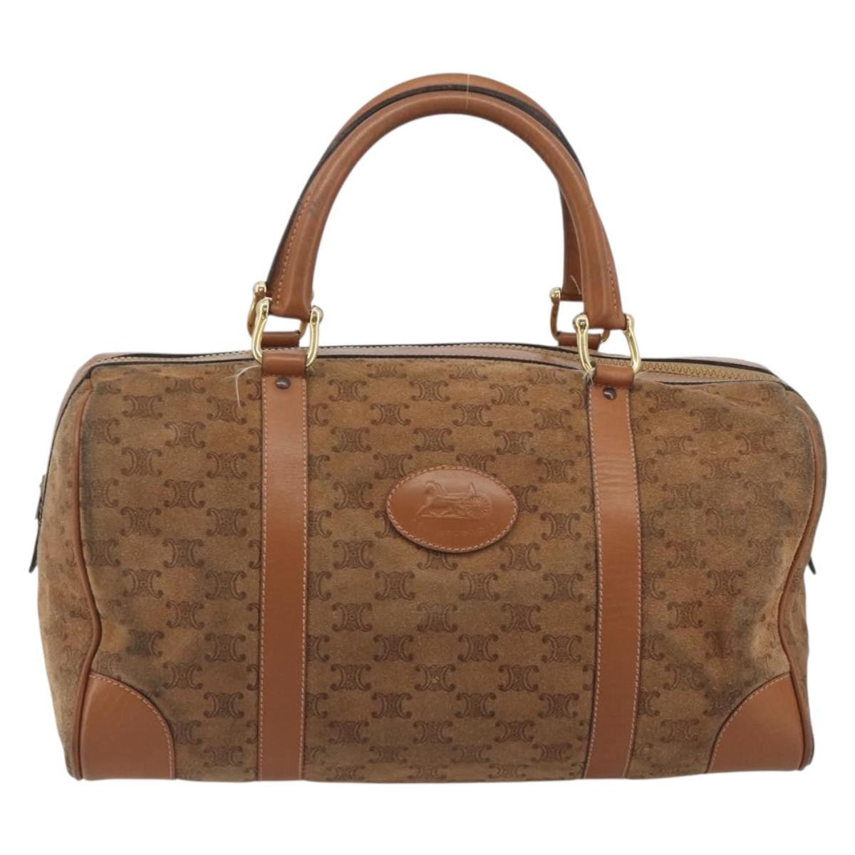 Celine Macadam Suede, Brown, Suede, Tote Bag