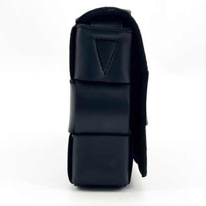 Bottega Veneta Cassette Maxi Intrecciato Leather, Black, Leather, Crossbody Bag