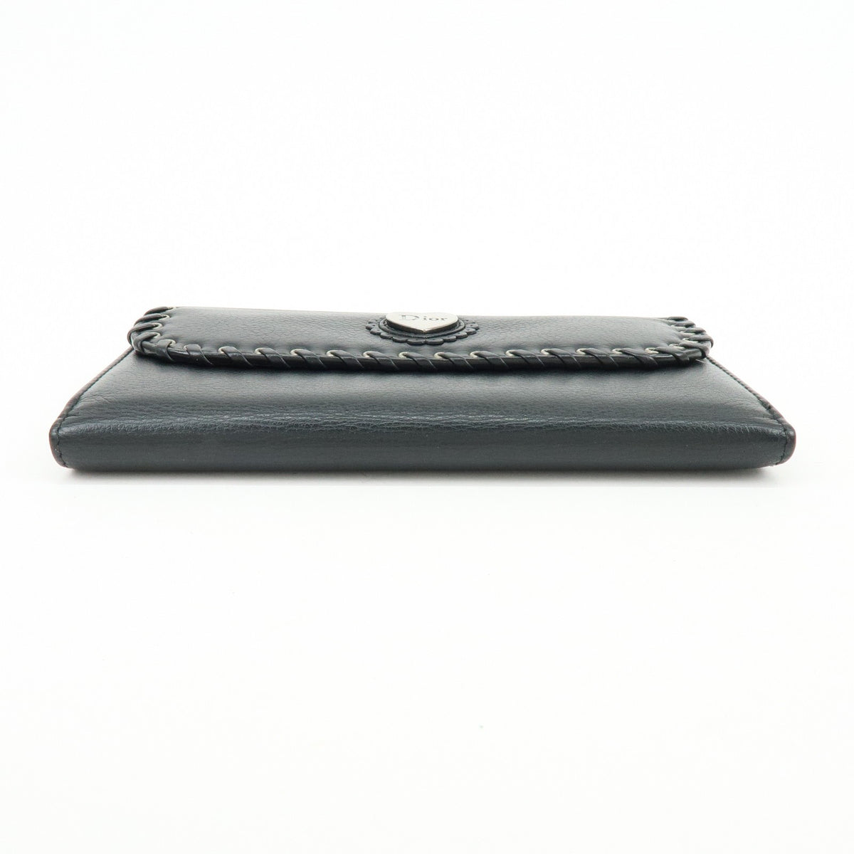Christian Dior Trotter / Heart Motif Wallet Leather, Black, Leather, Wallet